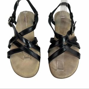 Bass Sunjuns Margie Black Leather Strappy Sandal Women's Size 8.5 Open Toe